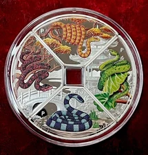 2025 PERTH LUNAR YEAR OF THE SNAKE QUADRANT SILVER 4-coin-set 4x 1oz Mint: 1500