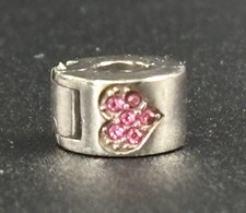 CHAMILIA Sterling Silver Clip Lock Charm with CZ Pink Heart