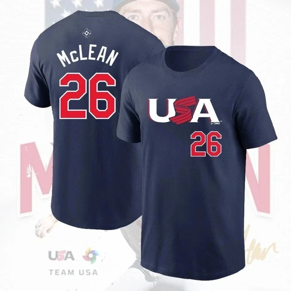 Nolan McLean #26 USA Baseball 2026 World Classic Double Sided T-Shirt