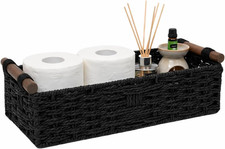 Black Toilet Tank Basket, Back of Toilet Bathroom Storage  Handwoven Paper Rope