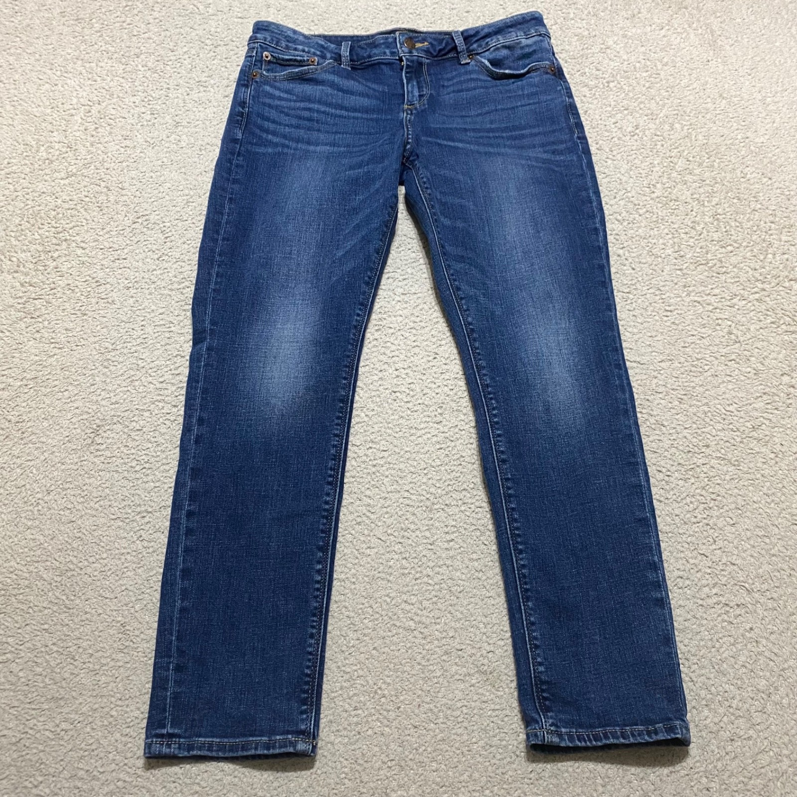 Blue Denim Dark Wash Skinny Lolita Crop Mid Rise