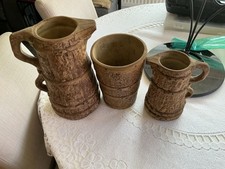 Three Hillstonia Items 2 Jugs Are 28 & 20 Cms Tall Vase?20cms Tall Top Dia.15cms