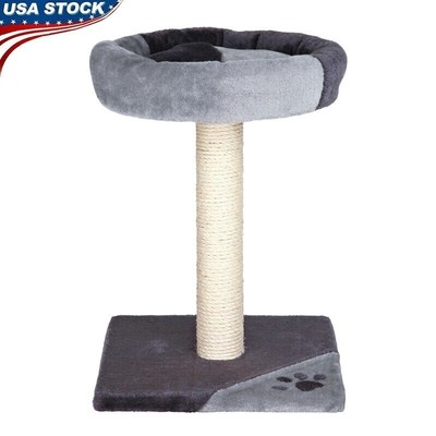 Compact Cat Scratching Post Plush Platform Sisal Wrapped Cat Tree Kittens Soft