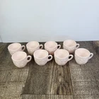 Vintage Jeanette Feather Shell Pink Milk Glass Punch Cups Set of 8