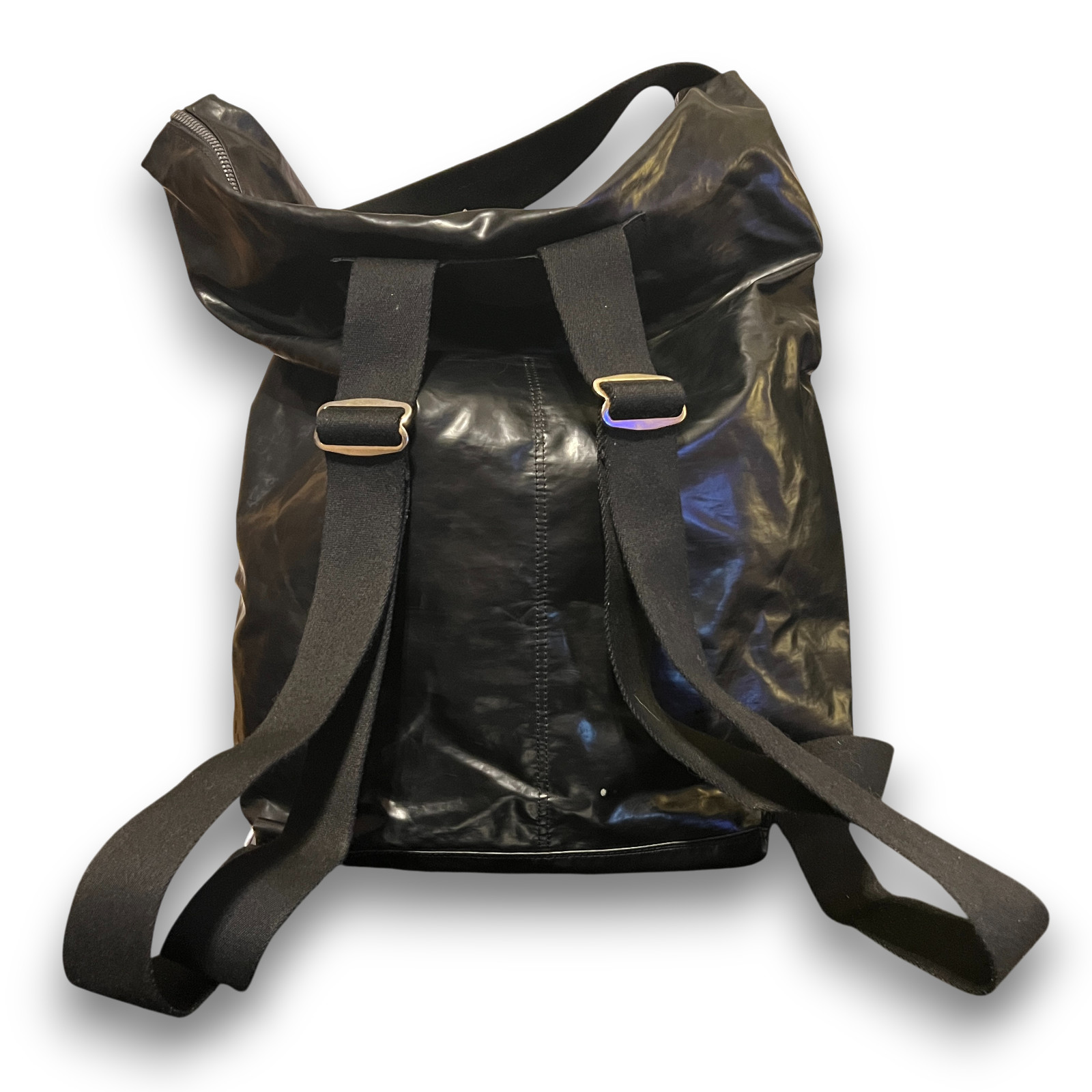 Jack Gomme Black Coated Nylon Backpack Tote Lightweight Urban Travel Bag Large