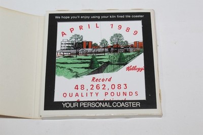 1989 Kellogg's Collectible Coaster Ceramic Tile Award Cork Back As Is