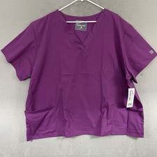 Butter-Soft Scrub Top Womens Size 3X Purple Short Sleeve Pockets New