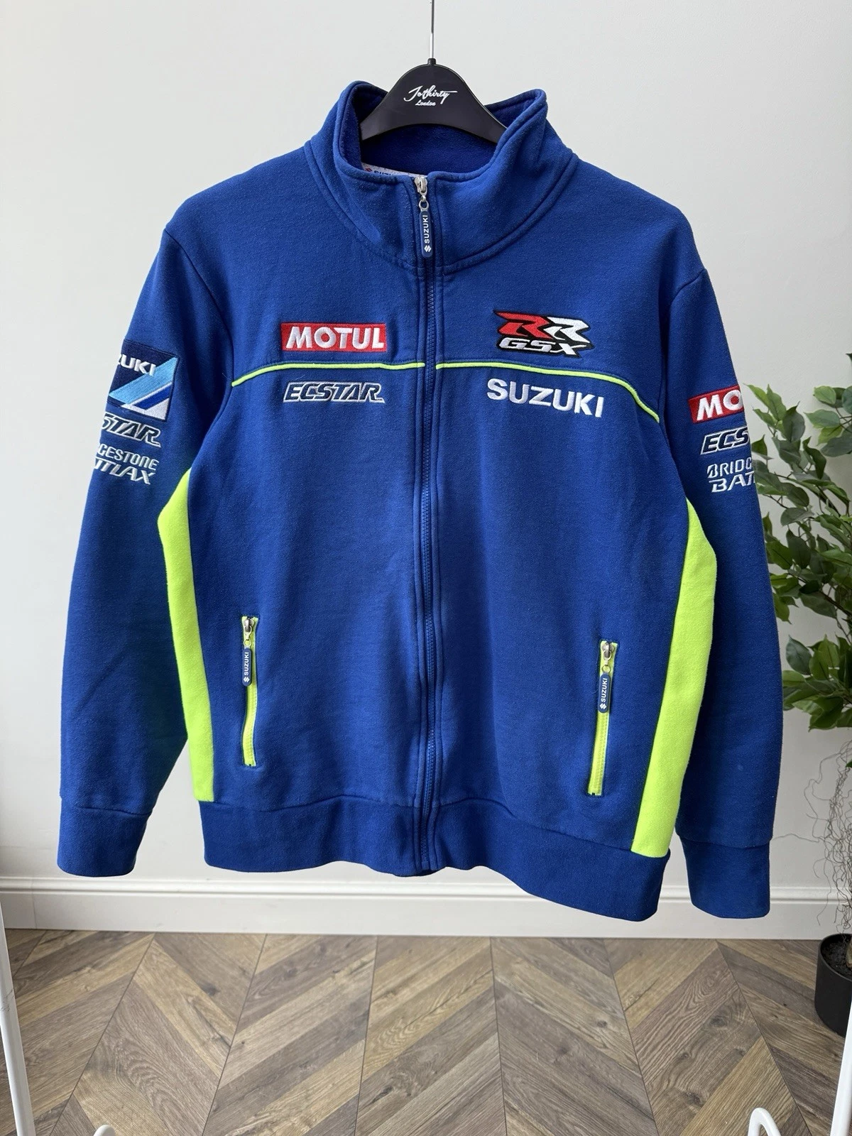 Vintage Suzuki MotoGP Team Jacket Mens Blue Full Zip Racing Motul Logo image 1