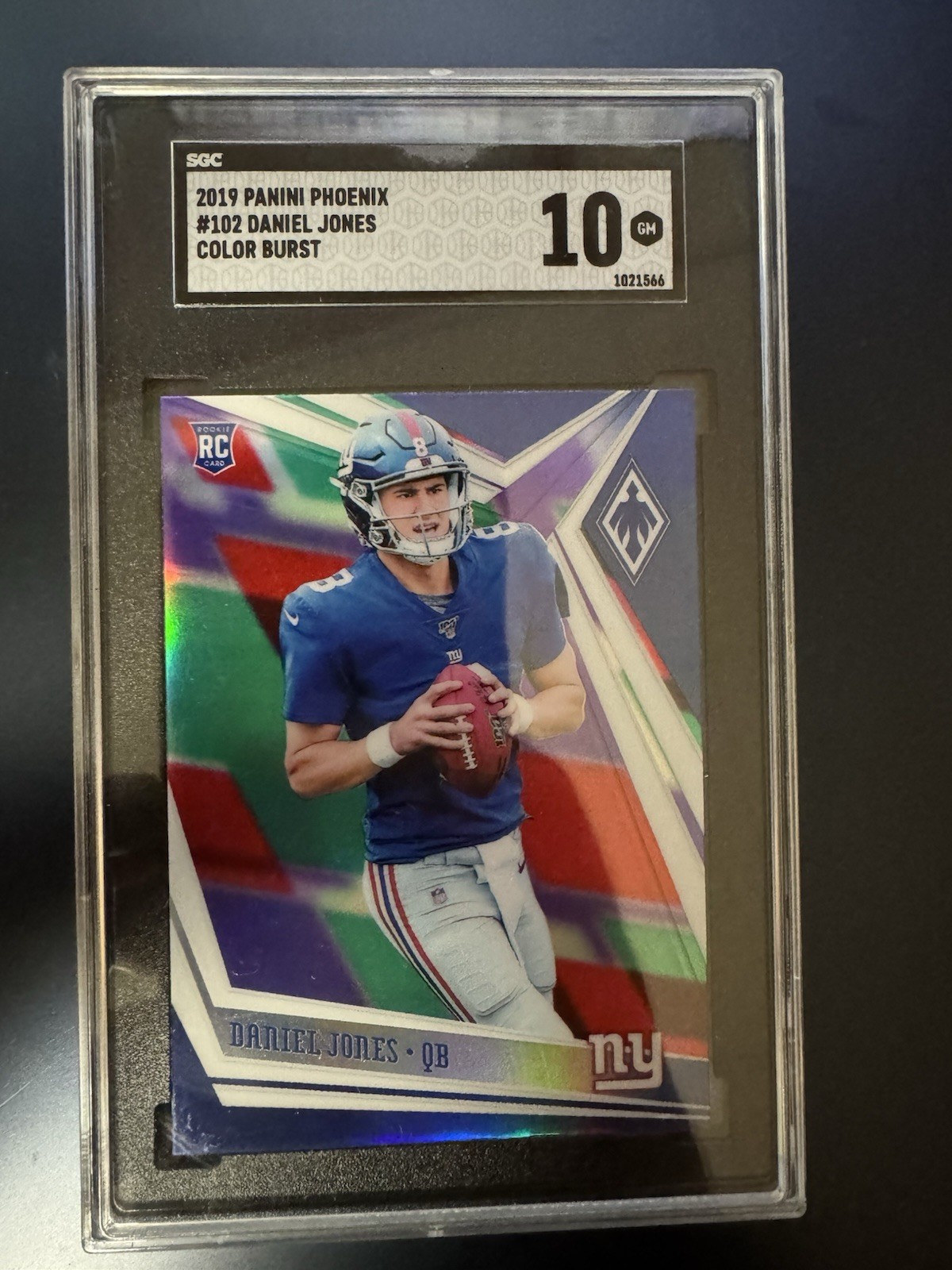 2019 Panini Phoenix Daniel Jones RC Color Burst SSP Rookie SGC 10