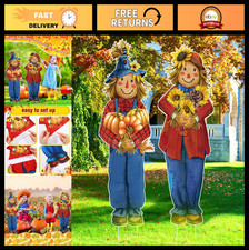 2 Pcs Scarecrow Yard Signs with Stakes - Fall Garden Decor 31.5" Halloween Decor