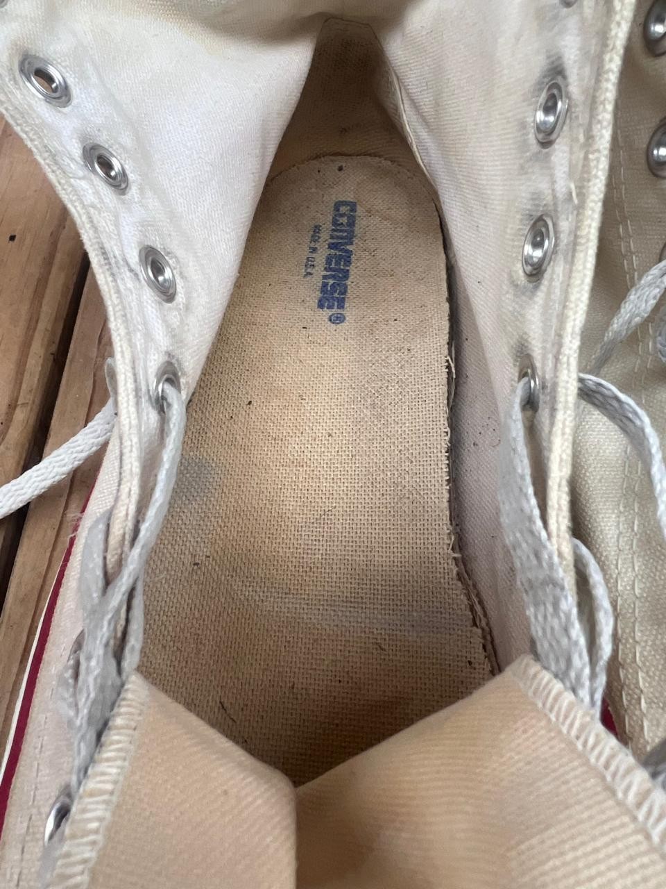 VTG 🔥🔥Rare Chuck Taylor All Star Converse white cream Made In USA 12 uk  11 thumbnail 18