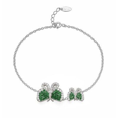 Butterfly Bracelet in Sterling Silver with Green/White CZ - Fei Liu