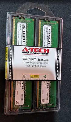 A-Tech 32GB Kit (2x16GB) DDR4 2400MHz PC4-19200 ECC RDIMM Server Memory RAM 1Rx4