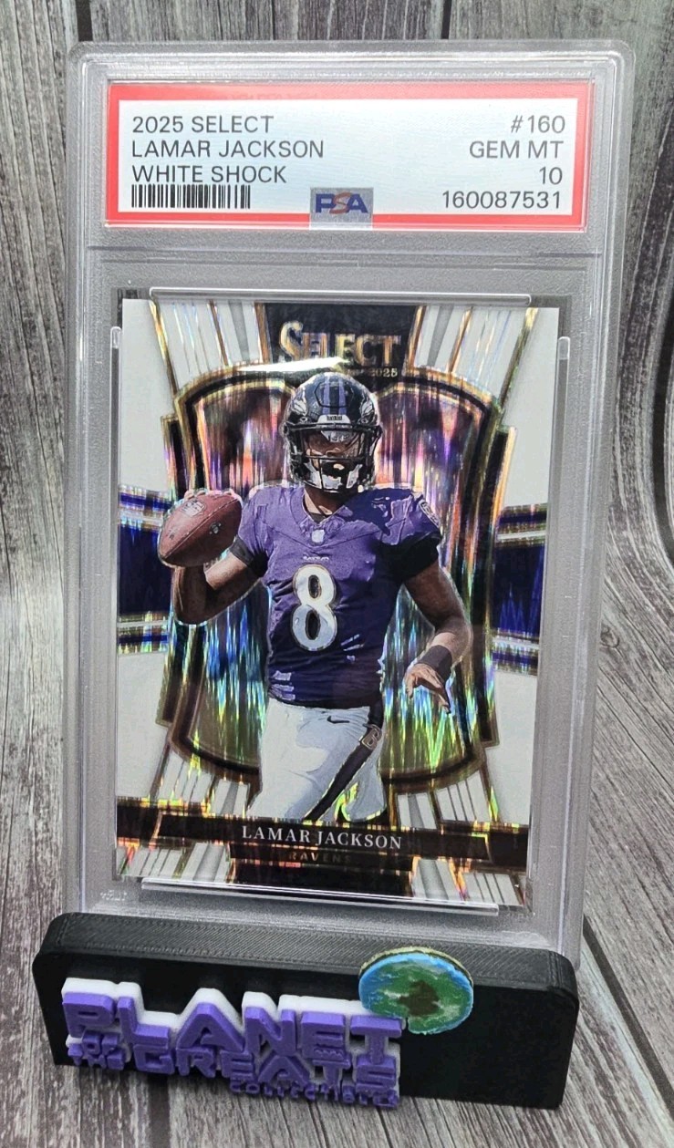 2025 Panini Select #160 Lamar Jackson White Shock PSA 10 *Pop 1*