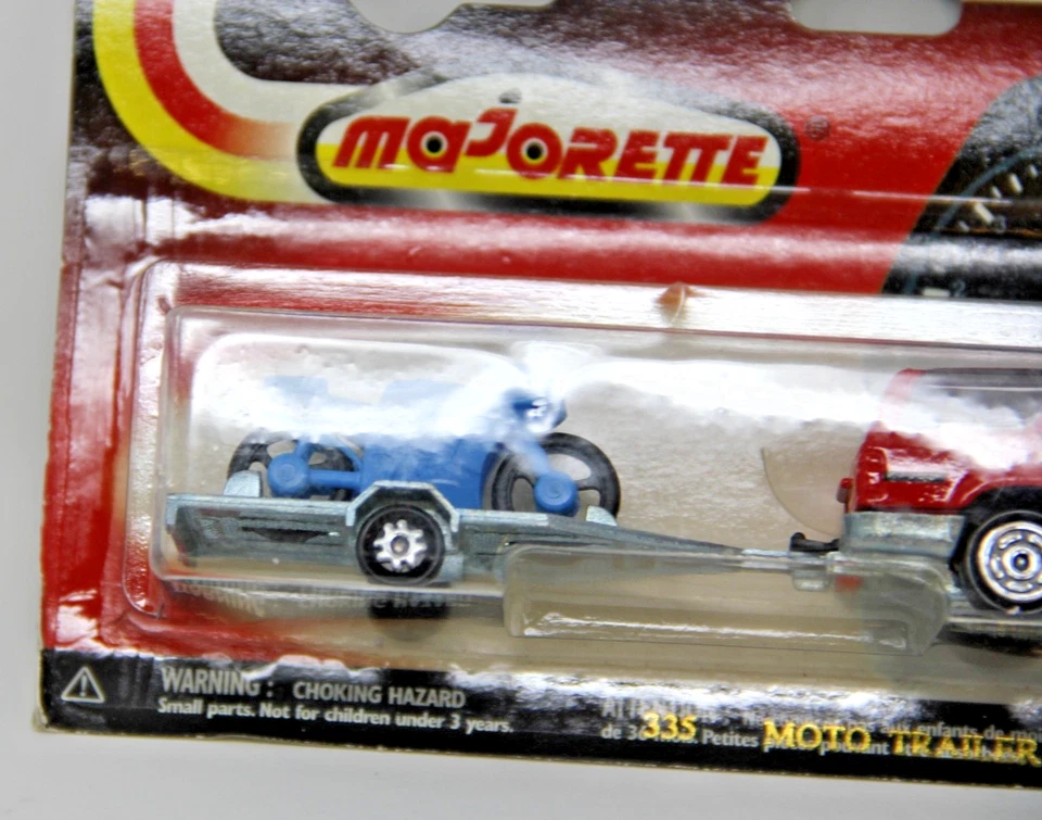 Remolque para moto Majorette 335 "Toyota 4x4 corredor y motocicleta" nuevo en tarjeta raro Foto 2 de 4