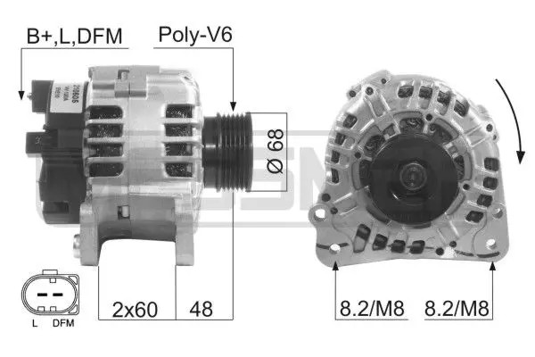 Alternatore con puleggia cinghia Poly-V 210605A ERA per VW VOLVO