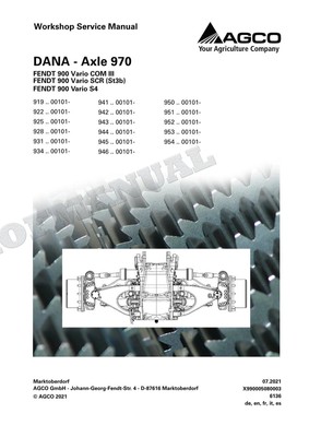 DANA Axle 970 für FENDT 928 931 934 Vario COM 3 SCR St3b S4 Werkstatthandbuch