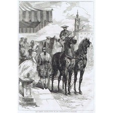 HER MAJESTY'S DRAWING ROOM - Court Dresses London Season - Antique Print 1856