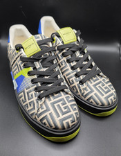 Balmain Mens Geometric Multicolor Leather Sne...