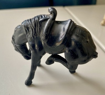 Vintage Mini Plastic Toy Horse Bucking Bronco Black Hard Plastic