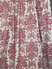 Laura Ashley Pair Tatton Curtains 88w x 90 L Inches Pink & White Damask Design