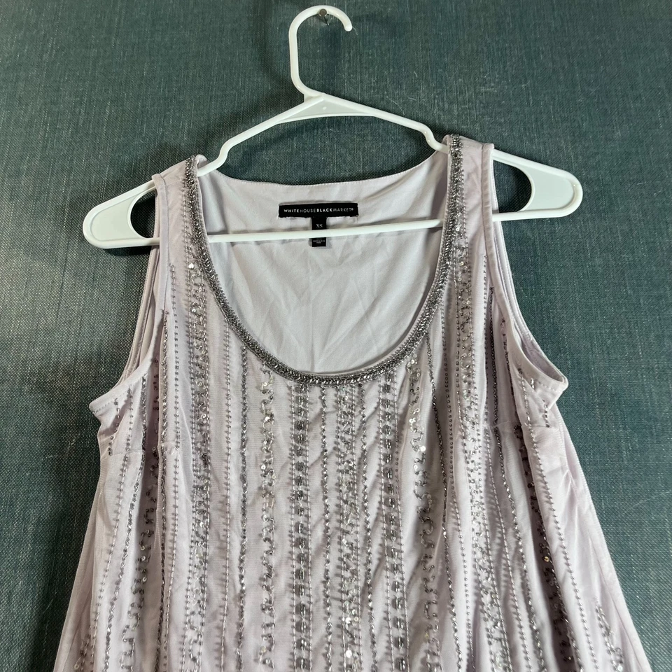 WHBM Women's Tank Top Size XS Light Lavender Embellished Sequin Beaded Shell - Image 2 of 4