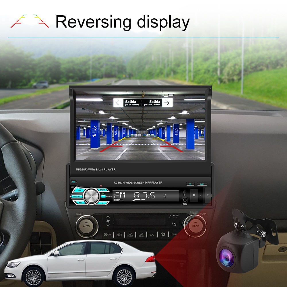 Autoradio Bluetooth 1 Din 7" Schermo Touch Screen Radio BT FM USB AUX Fotocamera foto 5