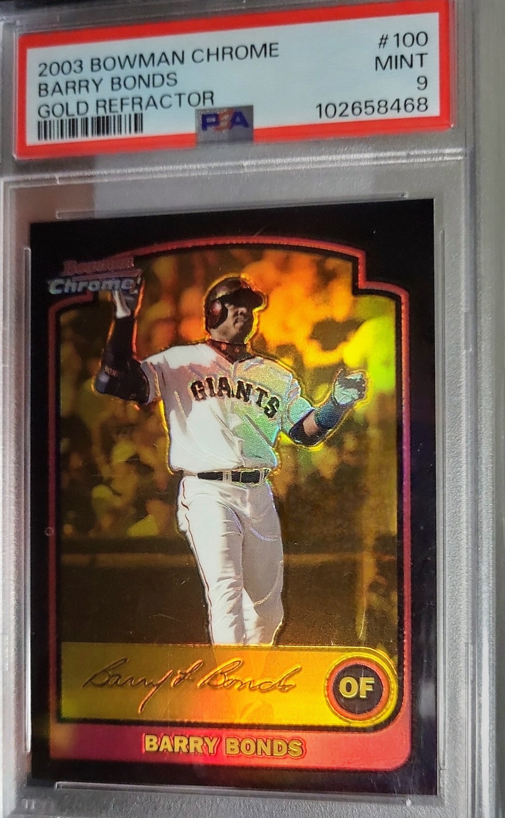 2003 Bowman Chrome Barry Bonds Gold Refractor /170 PSA 9