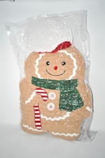 Lanpn Christmas Gingerbread Man Pillow   Soft Fleece Throw Cushion, 20.5" x 13.5