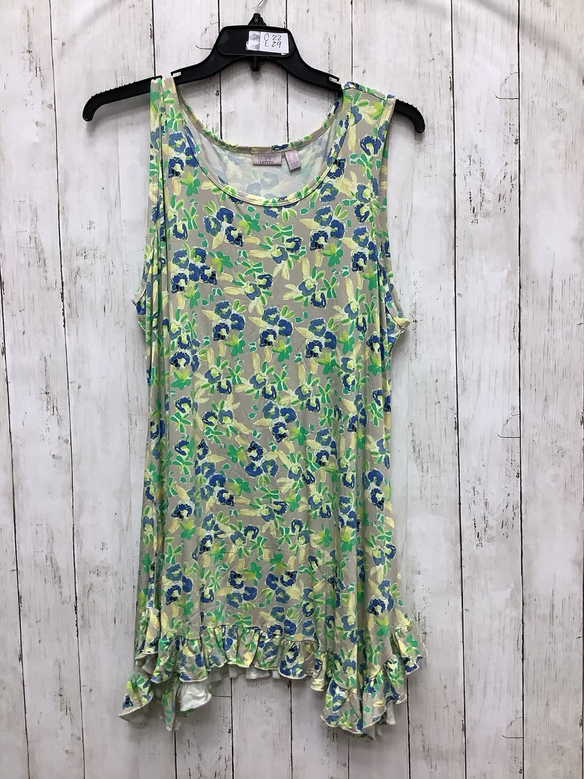 LOGO Layers by Lori Goldstein Floral Sleeveless Tank Dress with Ruffle Hem