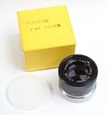 VIVITAR 75MM F/3.5 ANASTIGMAT M39 ENLARGING LENS WITH CAPS IN THE BOX VERY CLEAN