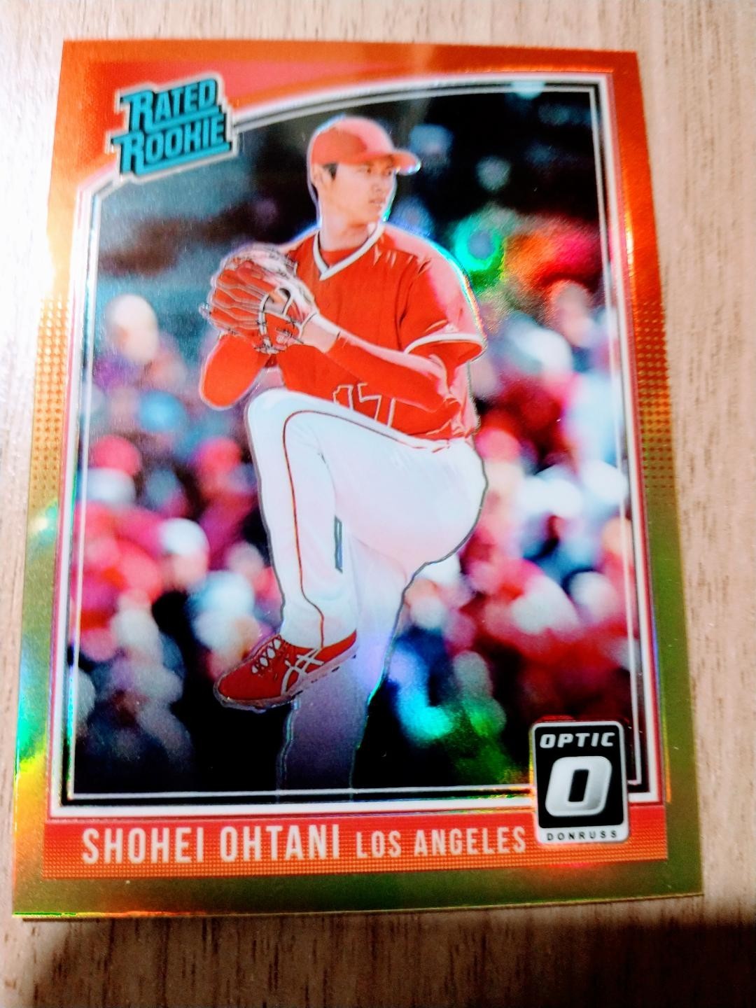 2018 Optic SHOHEI OHTANI Red & Yellow Prizm baseball card #176