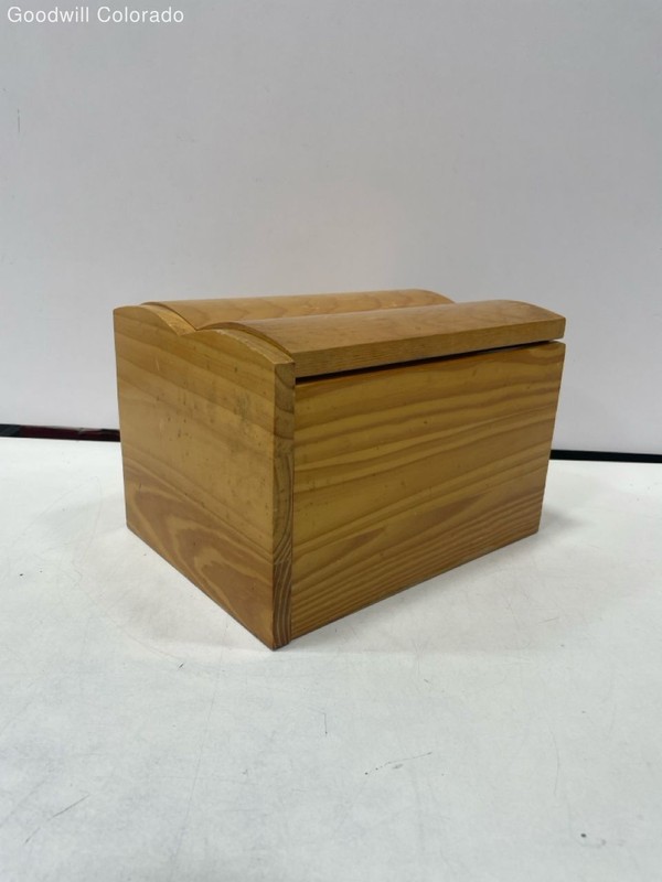 Wood Brown Hinged Lid Storage Box Set Rectangular Container Organizer Home