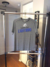 Tampa Bay Lightning New Logo Gray Polyester Activewear Shirt Adult Large 42-44