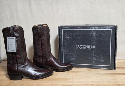 Lucchese Cowboy Boots , Mens 11 EE , Black Cherry , Lonestar Calf , M1021 R4