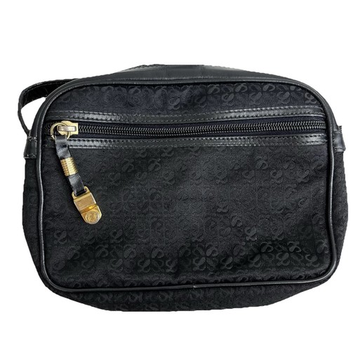 Loewe Handbag Black Canvas Leather Anagram Camera Bag Crossbody Logo Vintage