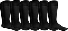 Yacht  Smith Unisex Old School Tube Socks, 6 Pk Black, Kids 4-6 Fits 4-7.5 