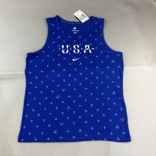 Nike USA Team Tank Medium Men Blue All Over Print Sleeveless Shirt New 22