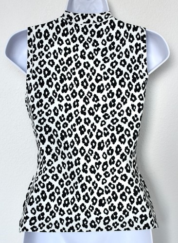 THEORY NWT $285 GLOSSED LEOPARD PRINT RAYON BLEND BLACK/IVORY TANK TOP. SZ S - Picture 7 of 11