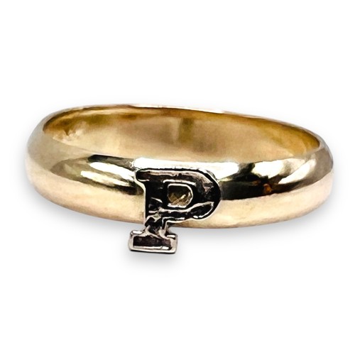 P Initial Letter Ring 10k White Capital Letter on Gold Filled Band Size 7 - Picture 2 of 7