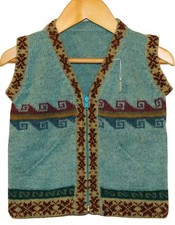 Kids knitted waistcoat blue, size 92 98, 100 alpaca alpaca wool, ornament pattern