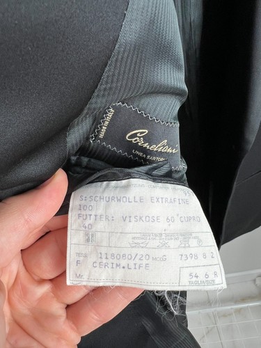 Corneliani Hombre Linea Sartoria Lana Esmoquin Traje Chaqueta Pantalones EU 54R US 44R - Imagen 10 de 24