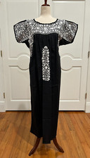 San Antonino Maxi Dress, Oaxaca Mexican dress. hand Embroidered. Silk Threads.