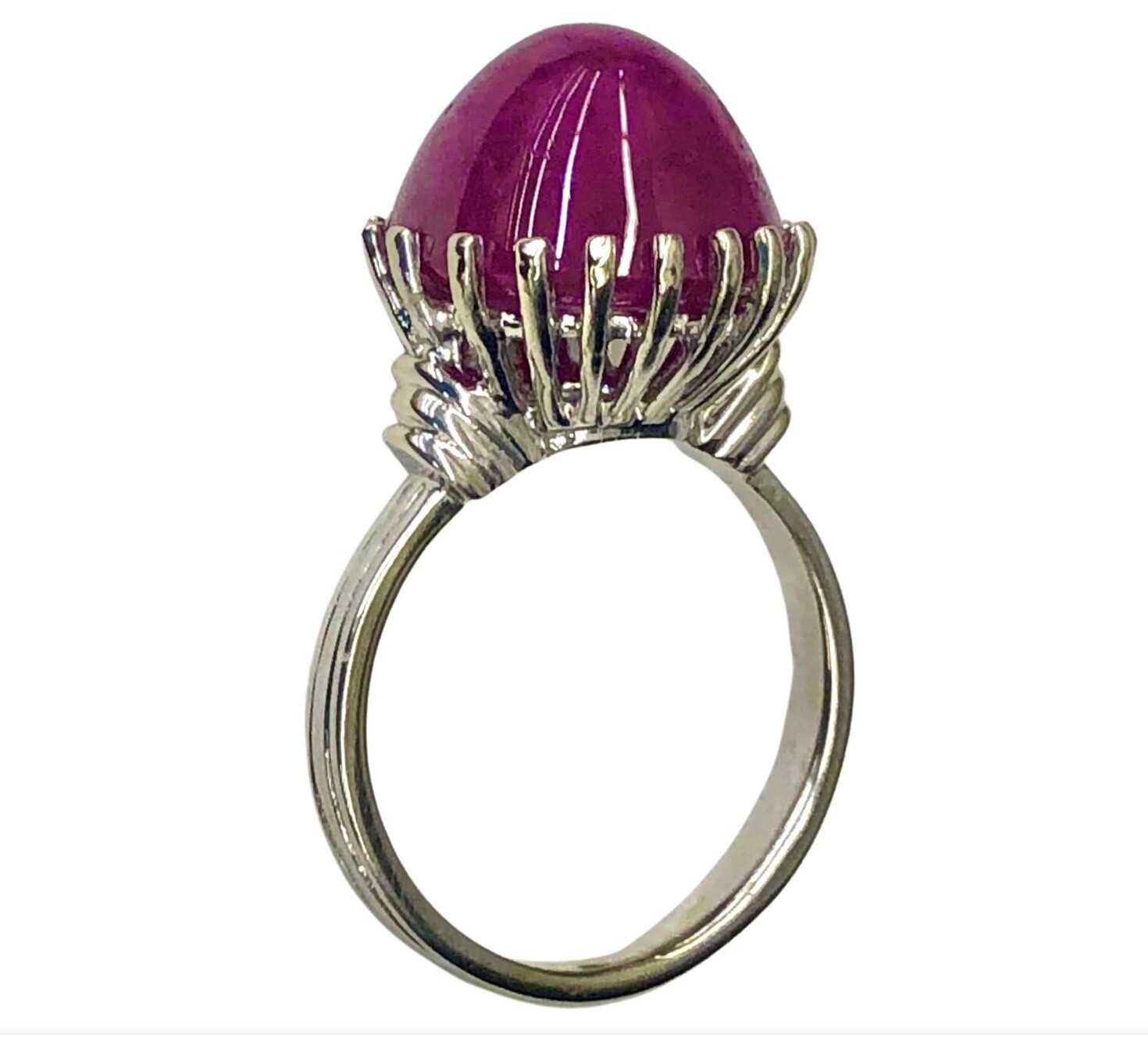 Burma Ruby White Gold Solitaire Ring 14 White Gold - image 1