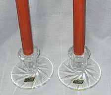 Set of (2) Violetta VCZ1 Hand-cut 24% Lead Crystal Taper Candlestick Holders