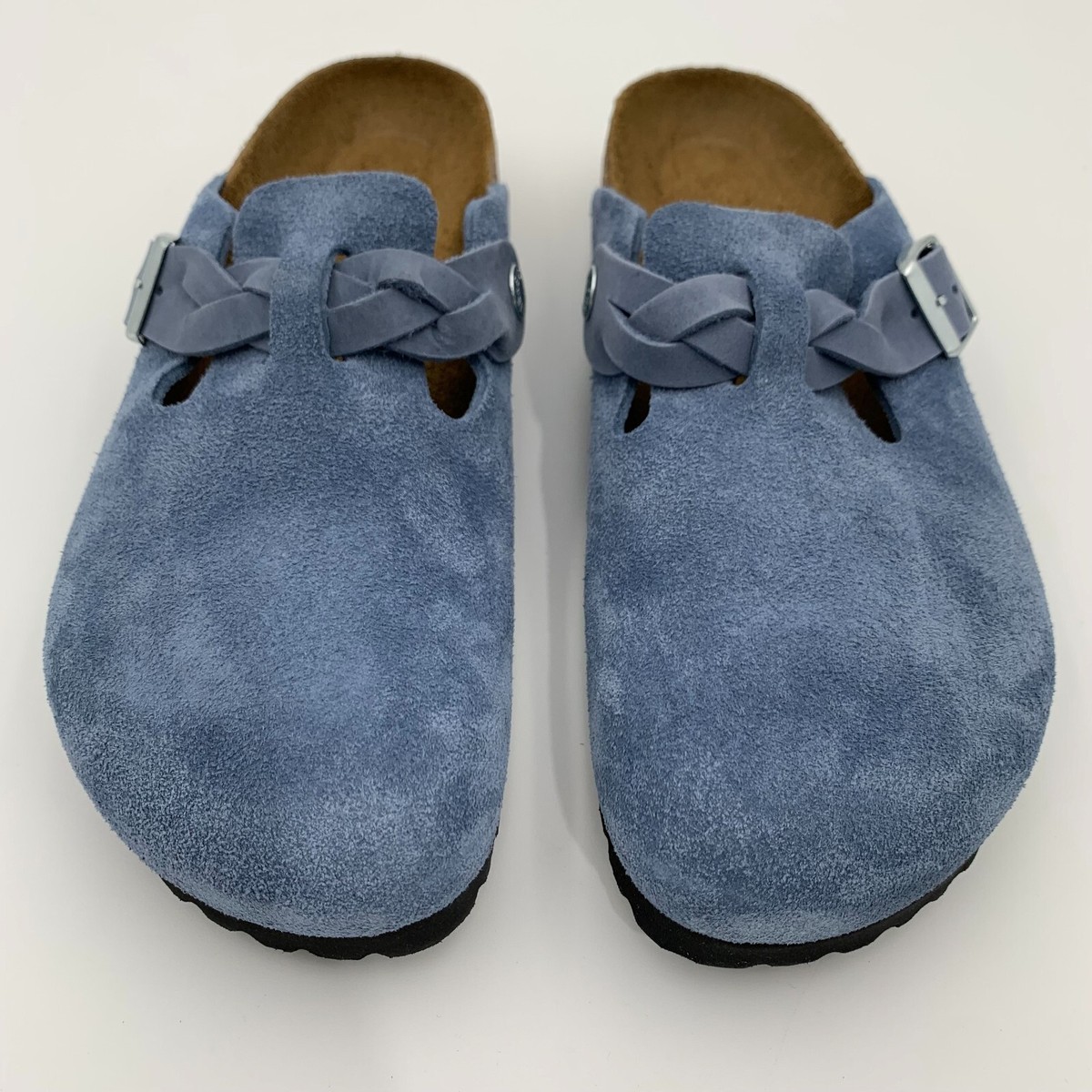 Birkenstock Boston Soft Footbed Unisex Suede Leather Clog Sandal Elemental Blue BOSTON BRAIDED Suede/Oiled Leather in Elemental Blue  main image 3