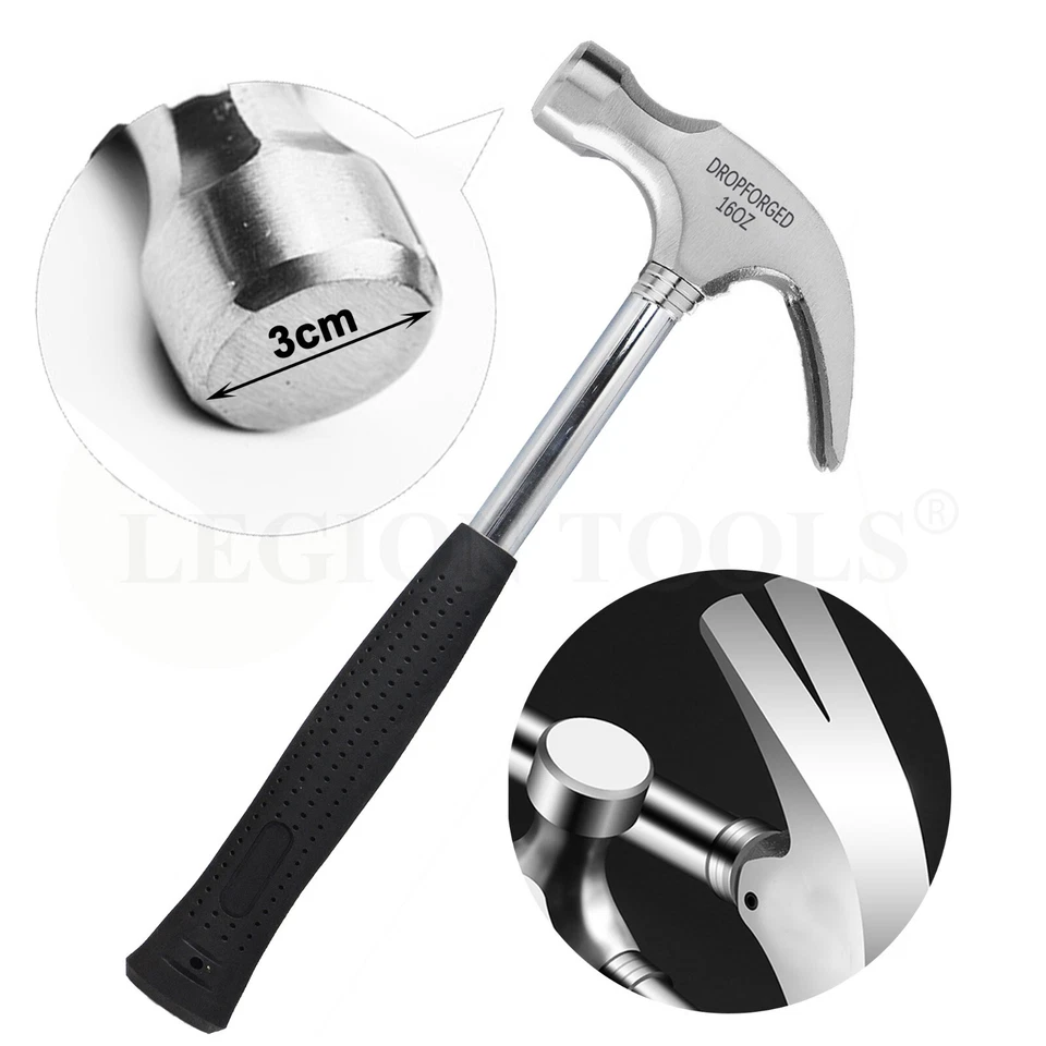 Claw Hammer 500g 16oz Steel Handle Heavy Duty with Rubber Grip - image 2 of 4