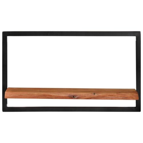 Wall Shelf Set of 2 Natural wood, Black Solid acacia wood, Steel - Picture 2 of 11
