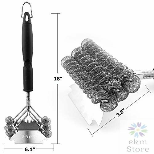 Grill Brush Bristle Free Safe BBQ Cleaning Brush Scraper 18" Stainless Steel - Picture 2 of 12