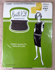 BEAUTI-KNIT Seamless 100 Nylon Stockings Hosiery PEPPER Sz - 8 1/2 - 9 M
